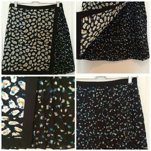 J Crew Contrast Print Skirt Side Zip